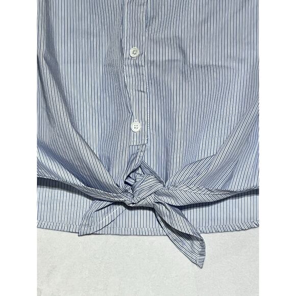Equipment Button Up Collared Shirt Tank Top Womens Medium Striped Tie Front - Picture 4 of 10